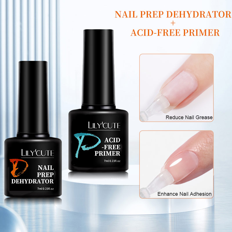 Nail Dehydrator Primer - LILYCUTE 2pcs 7ml Nail-Primer & Nail
