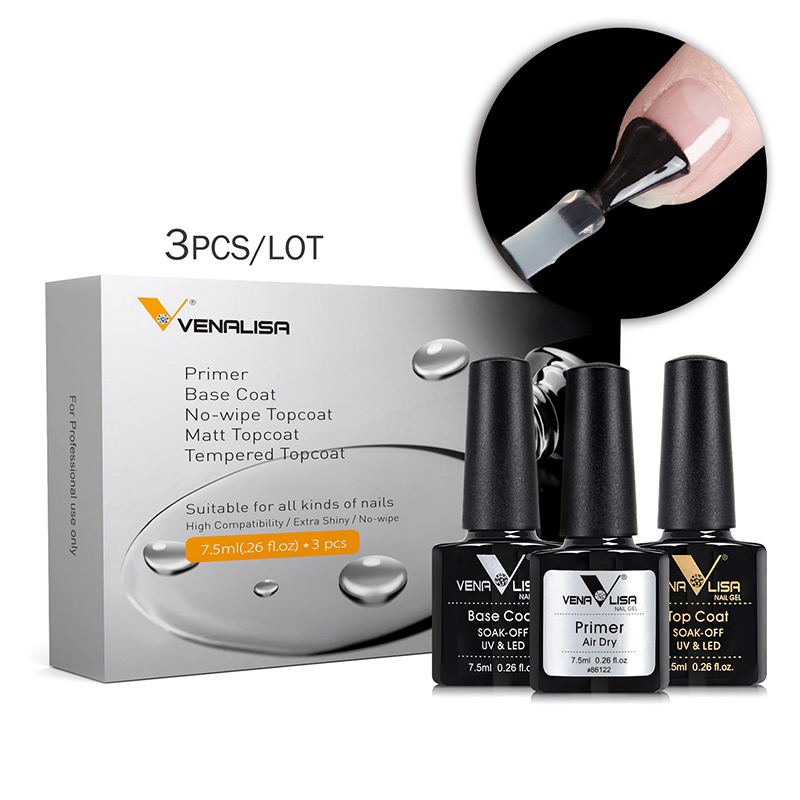 Nail Dehydrator Primer - 3pcs/set Venalisa Primer Base Coat Topcoat
