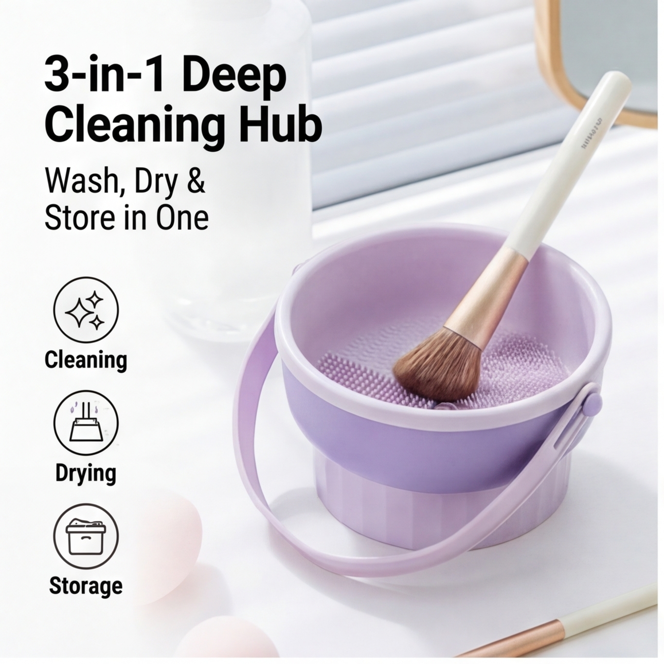 Beauty Makeup Tools - Silicone Makeup Brush Cleaning Bowl, Beauty